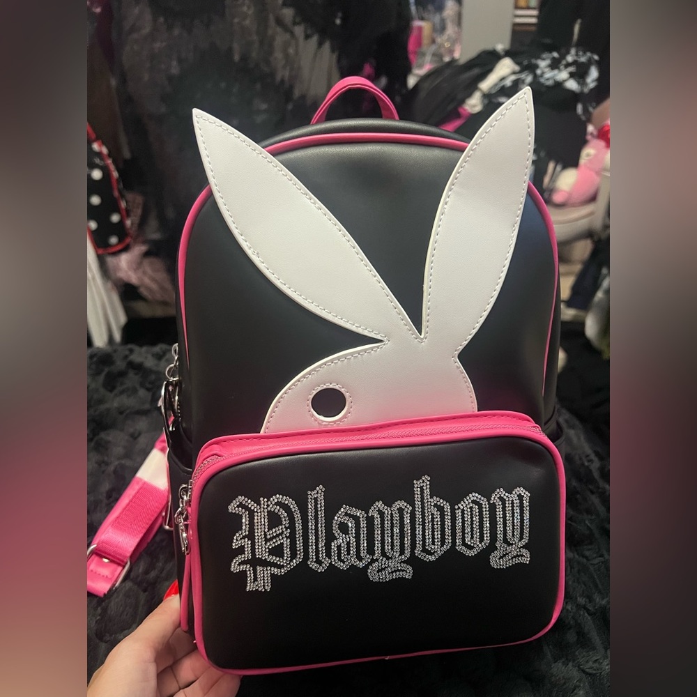 PLAYBOY Black and Pink Zippered Bag